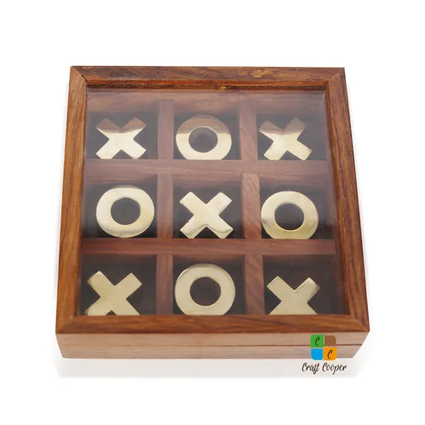 Craft_Cooper_Wooden_Tic_Tac_Toe_|_Knoughts_and_Crosses_Game_|_Handmade_2_Player_Board_|_Excellent_Wood_Crafting_with_Premium_Finish