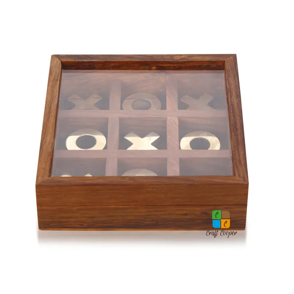 Craft_Cooper_Wooden_Tic_Tac_Toe_|_Knoughts_and_Crosses_Game_|_Handmade_2_Player_Board_|_Excellent_Wood_Crafting_with_Premium_Finish