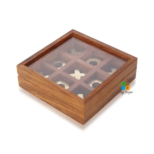 Craft_Cooper_Wooden_Tic_Tac_Toe_|_Knoughts_and_Crosses_Game_|_Handmade_2_Player_Board_|_Excellent_Wood_Crafting_with_Premium_Finish