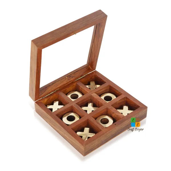 Craft_Cooper_Wooden_Tic_Tac_Toe_|_Knoughts_and_Crosses_Game_|_Handmade_2_Player_Board_|_Excellent_Wood_Crafting_with_Premium_Finish