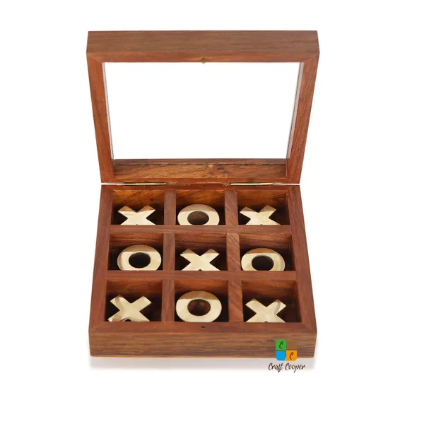 Craft_Cooper_Wooden_Tic_Tac_Toe_|_Knoughts_and_Crosses_Game_|_Handmade_2_Player_Board_|_Excellent_Wood_Crafting_with_Premium_Finish