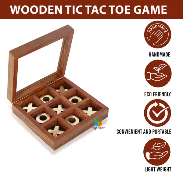 Craft_Cooper_Wooden_Tic_Tac_Toe_|_Knoughts_and_Crosses_Game_|_Handmade_2_Player_Board_|_Excellent_Wood_Crafting_with_Premium_Finish