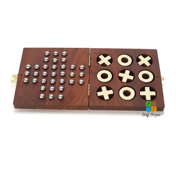 Craft_Cooper_Wooden_Tic_Tac_Toe_&_Solitaire_Board_Game_|_Noughts_&_Crosses_Travel_Board_Game_|_Tic_Tac_Toe_Solitaire_2-in-1_Travel_Board_Game_for_Kids_&_Adults_(Brown)