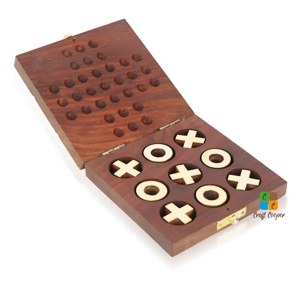 Craft_Cooper_Wooden_Tic_Tac_Toe_&_Solitaire_Board_Game_|_Noughts_&_Crosses_Travel_Board_Game_|_Tic_Tac_Toe_Solitaire_2-in-1_Travel_Board_Game_for_Kids_&_Adults_(Brown)