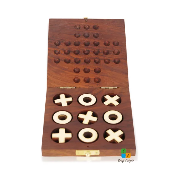 Craft_Cooper_Wooden_Tic_Tac_Toe_&_Solitaire_Board_Game_|_Noughts_&_Crosses_Travel_Board_Game_|_Tic_Tac_Toe_Solitaire_2-in-1_Travel_Board_Game_for_Kids_&_Adults_(Brown)