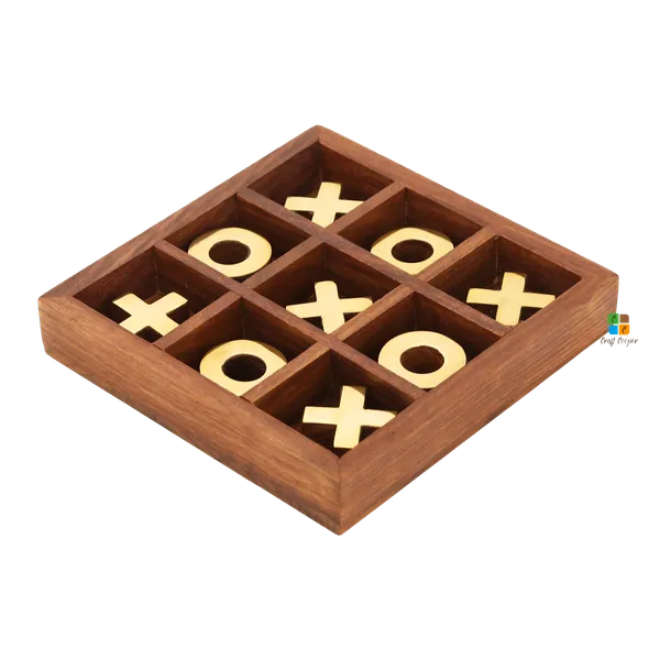 Wooden_Tic_Tac_Toe_Tray_With_Brass_Coating_Coins_For_Children_|_Without_Glass_Lid