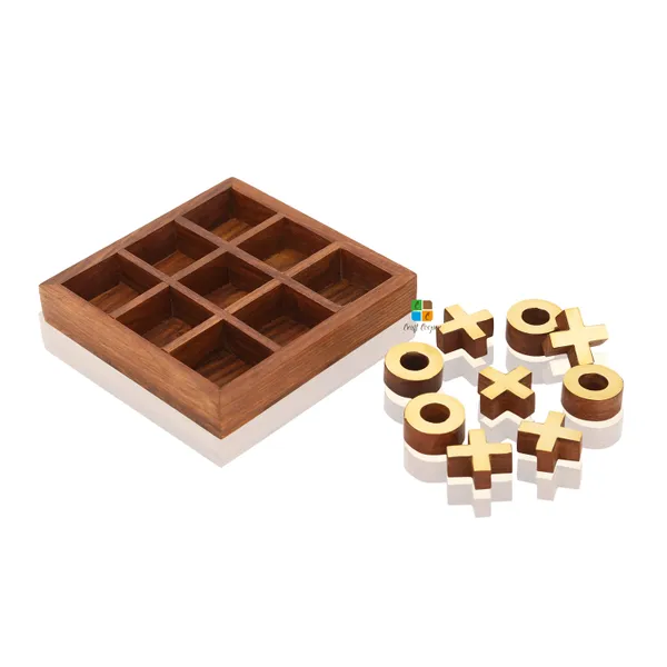 Wooden_Tic_Tac_Toe_Tray_With_Brass_Coating_Coins_For_Children_|_Without_Glass_Lid