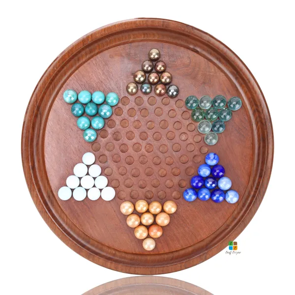 Wooden_Chinese_Checkers_Game_With_Glass_Marbles_Handcrafted_Sheesham_Wood,_Scratch-Resistant_Board_Perfect_Game_For_Adults,_Teens_&_Older_Children