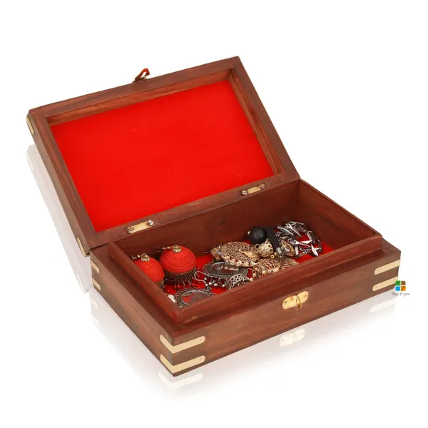 Wooden_Rectangle_Shape_Flower_And_Elephant_Printed_Jewellery_Box_|_Multipurpose_Box_For_Storage