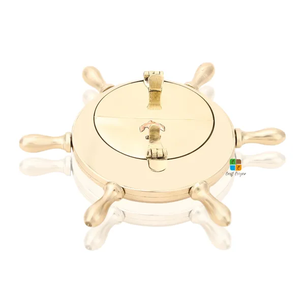 Handcrafted_Brass_Wheel_Design_Cigarettes_Ashtray_|_For_Car,_Home,_Office_And_Bar