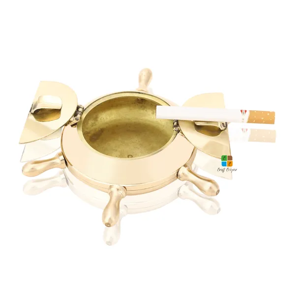 Handcrafted_Brass_Wheel_Design_Cigarettes_Ashtray_|_For_Car,_Home,_Office_And_Bar