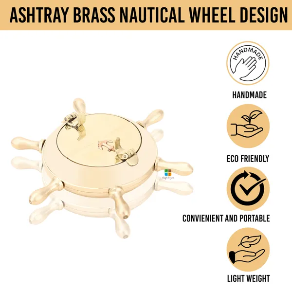 Handcrafted_Brass_Wheel_Design_Cigarettes_Ashtray_|_For_Car,_Home,_Office_And_Bar