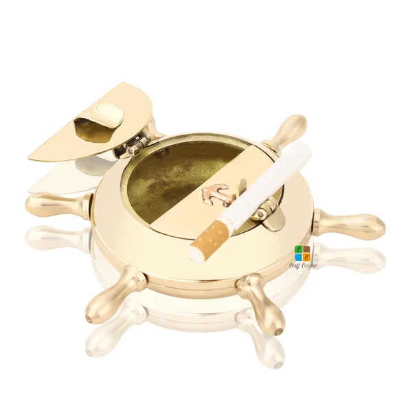 Handcrafted_Brass_Wheel_Design_Cigarettes_Ashtray_|_For_Car,_Home,_Office_And_Bar