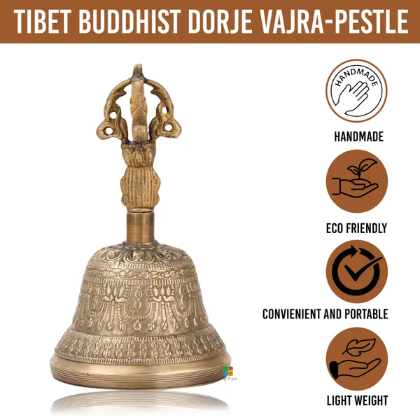 Craft_Cooper__6_Inch_Tibetan_Buddhist_Bell_For_Meditation_Brass_Pooja_Bell