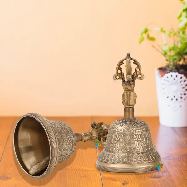 Craft_Cooper__6_Inch_Tibetan_Buddhist_Bell_For_Meditation_Brass_Pooja_Bell