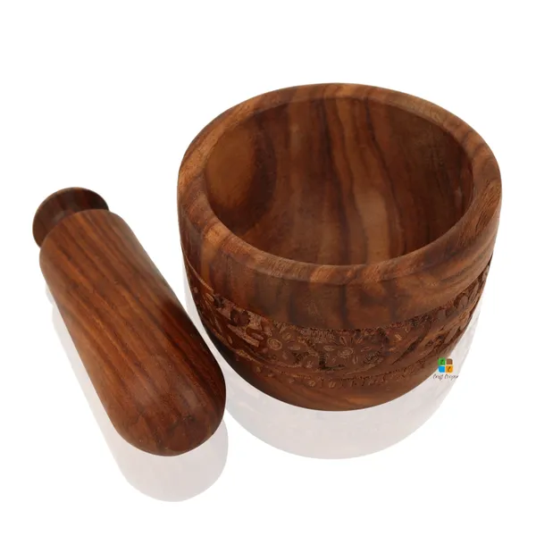 Handcrafted_Sheesham_Wood_Kharal_Carved_Pestle_And_Mortar