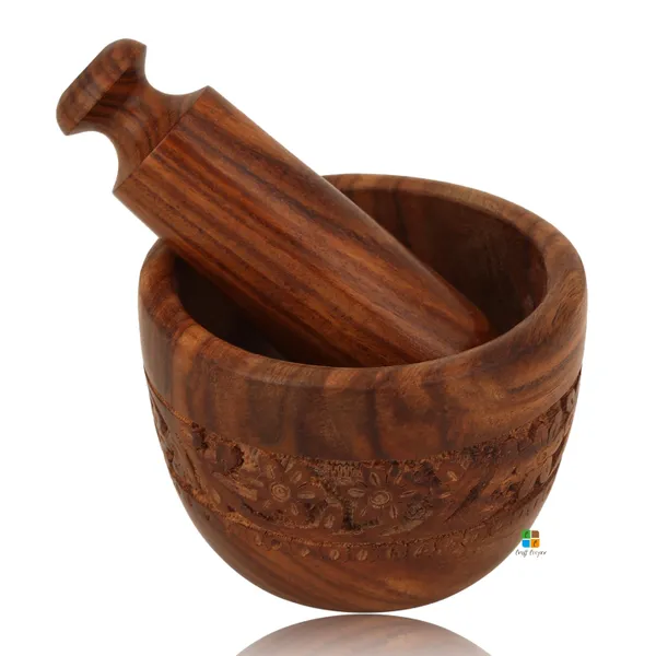 Handcrafted_Sheesham_Wood_Kharal_Carved_Pestle_And_Mortar