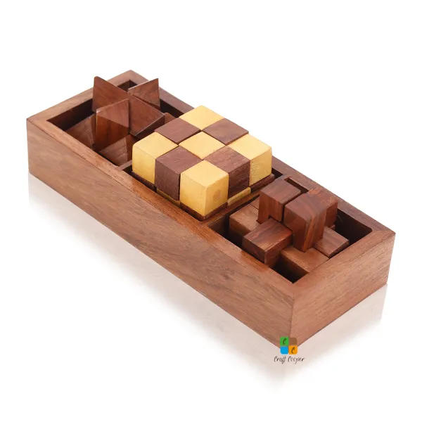 Set_of_13_Wooden_Puzzle_Adult_Snake_Cube,_6_Pieces_Star_&_6_Pieces_Piller_Handmade_Gifts_India_Unique_Gifts_For_Kids_And_Adult