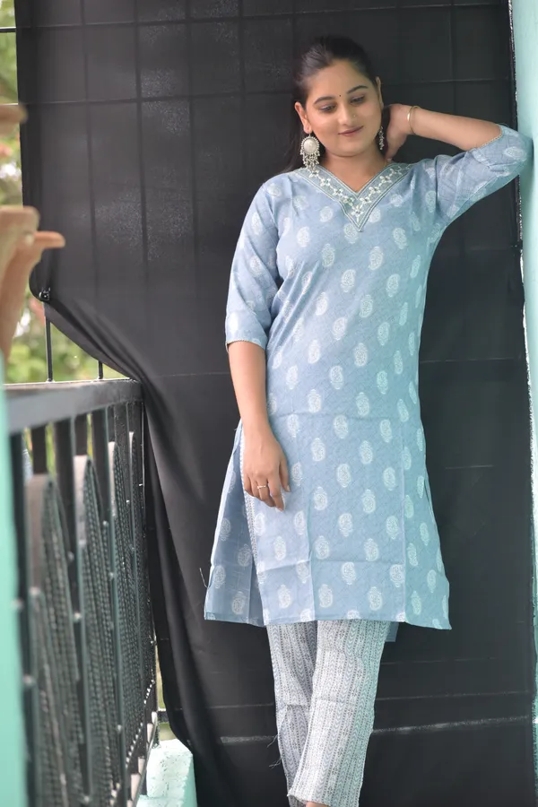 Sky_Blue_Cotton_Straight_Kurti_Set_For_Women