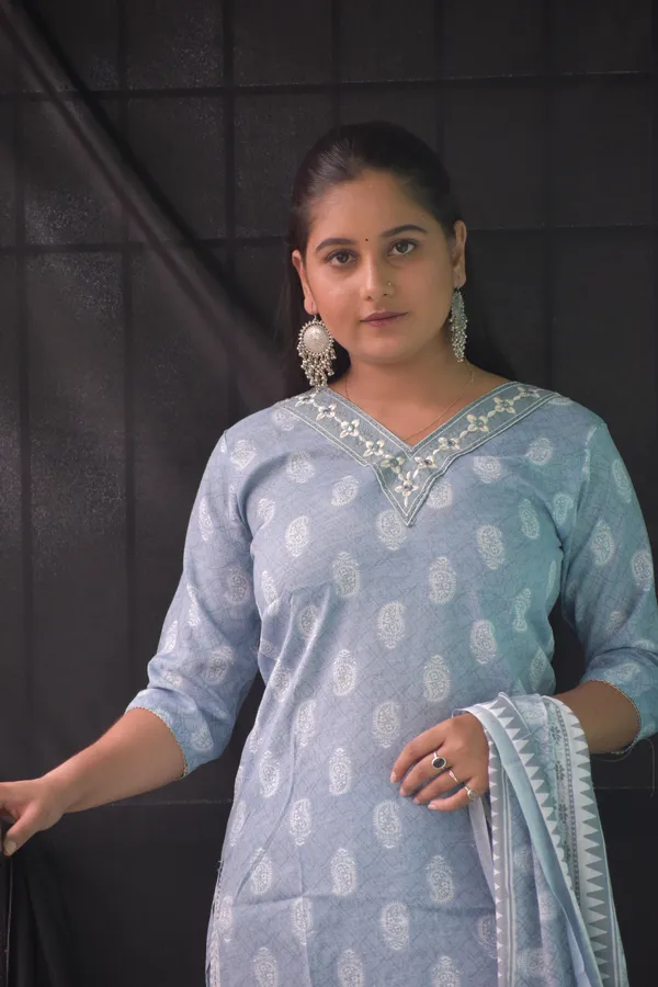 Sky_Blue_Cotton_Straight_Kurti_Set_For_Women