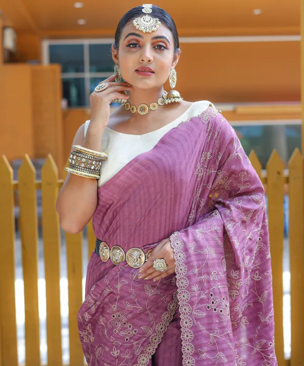 Pink_Pure_Soft_Silk_Saree_With_Beautiful_Thread_Handwork_With_Elegant_Floral_Design_With_Cutwork_Border_And_Elegant_Design_All_Over_Saree