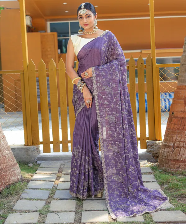 Purple_Pure_Soft_Silk_Saree_With_Beautiful_Thread_Handwork_With_Elegant_Floral_Design_With_Cutwork_Border_And_Elegant_Design_All_Over_Saree