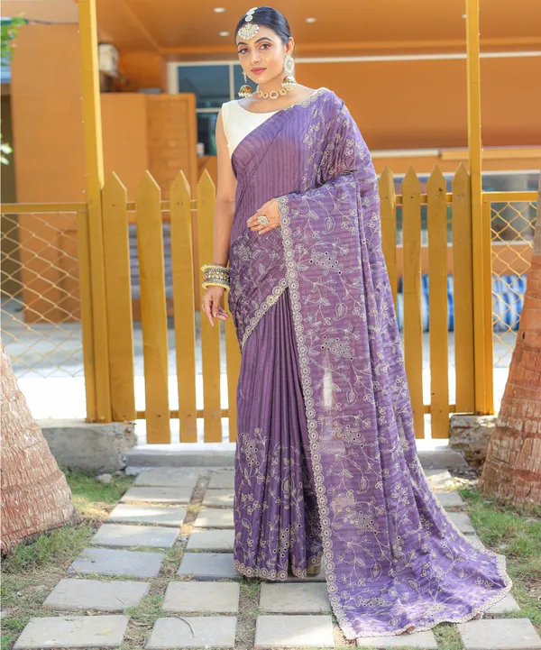 Purple_Pure_Soft_Silk_Saree_With_Beautiful_Thread_Handwork_With_Elegant_Floral_Design_With_Cutwork_Border_And_Elegant_Design_All_Over_Saree