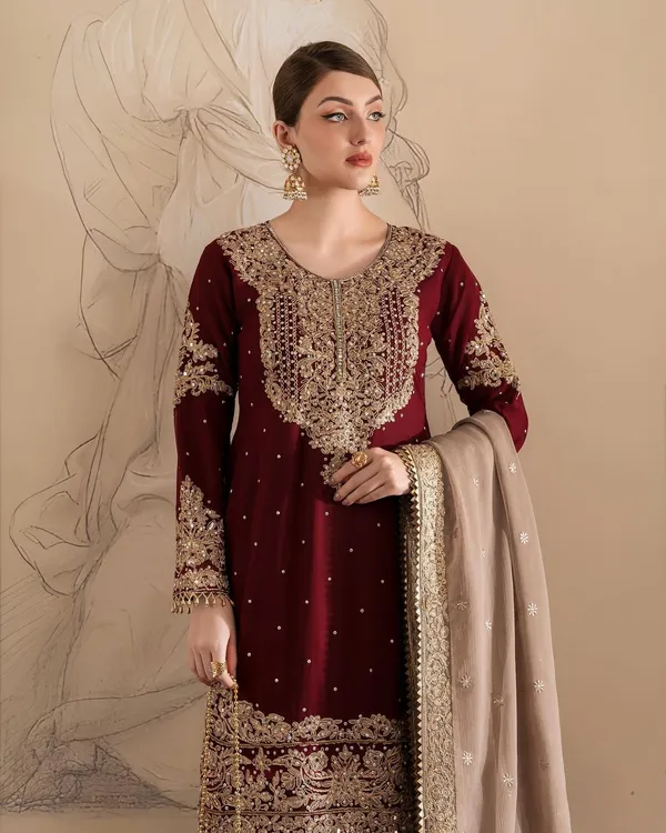 Red_Silk_Stitched_Suit_On_Chinon_Silk_Febric_With_Inner_And_Plazoo_On_Also_Chinon_Silk_Febric_And_Dupatta_On_Soft_Net_Febric_For_Women