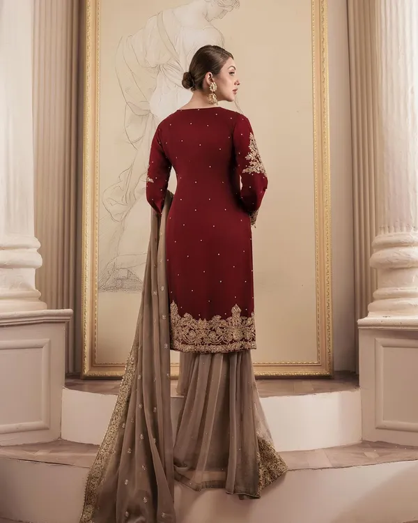 Red_Silk_Stitched_Suit_On_Chinon_Silk_Febric_With_Inner_And_Plazoo_On_Also_Chinon_Silk_Febric_And_Dupatta_On_Soft_Net_Febric_For_Women
