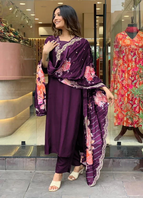 Purple_Silk_Lotus_Kurta_For_Women