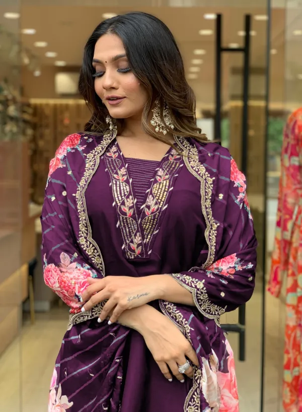 Purple_Silk_Lotus_Kurta_For_Women