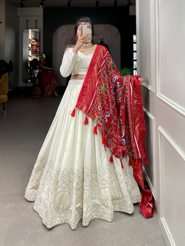 Red_White_Silk_Lucknowi_Paper_Mirror_Work_Lehenga_For_Women