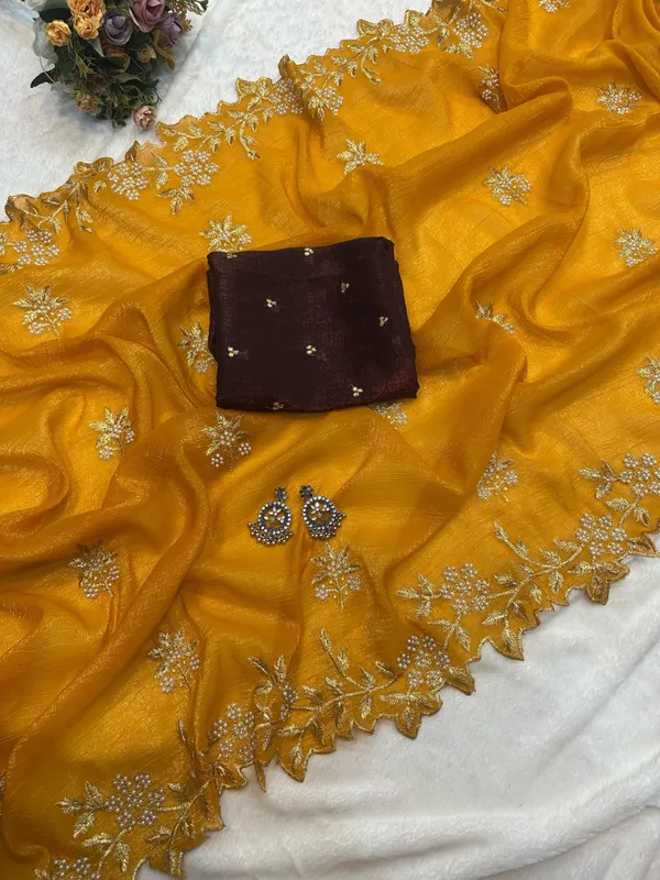 Yellow_Silk_Lucknowi_Paper_Mirror_Work_Lehenga_For_Women