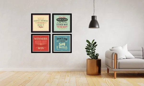Shri_Kanth_Art_Wall_Poster_with_Frame_I_Will_Motivation_Quotes_Framed_Painting/Posters_for_Room_Decoration,_Set_of_4_Home,_Office_&_Room_Wall_Decoration_Inspirational_Frames_-_(10_x_12_inch)