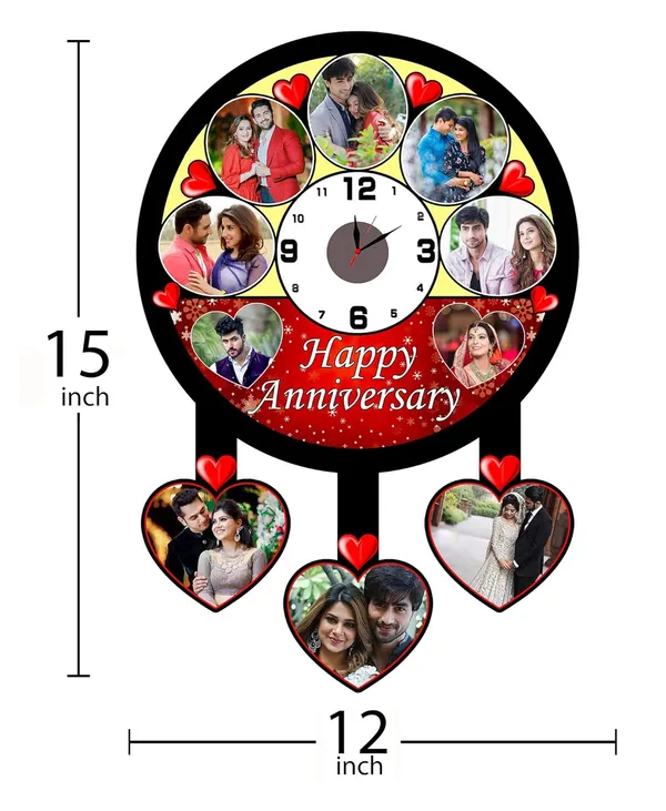 Mutlicolor_Personalized_Wooden_Clock_Shape_Photo_Frames_Suitable_For_Couple_And_Home_Decorations_(_15_X_12)_(Color)