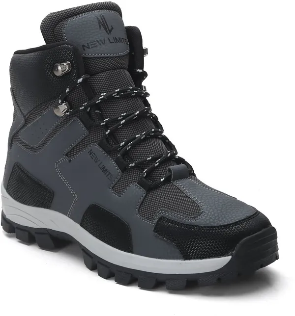 Grey_Pu_Leather_Soft_Cushion_Insole_Hiking_&_Trekking_Shoes_For_Men