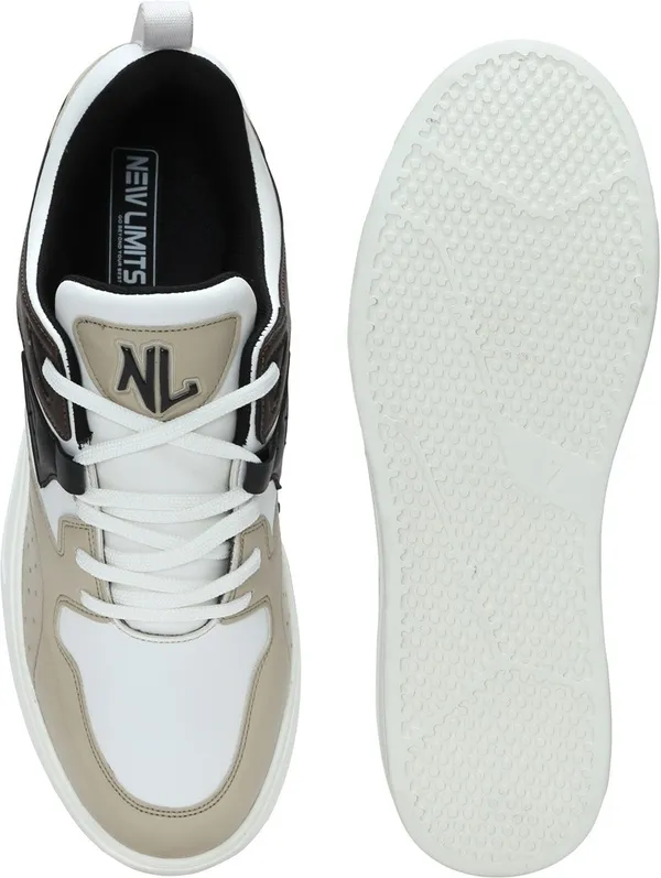 White_&_Beige_Pu_Leather_Soft_Cushion_Insole_Lining_Sneakers_For_Men