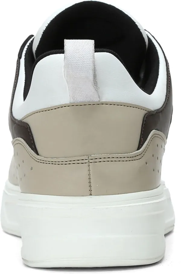 White_&_Beige_Pu_Leather_Soft_Cushion_Insole_Lining_Sneakers_For_Men