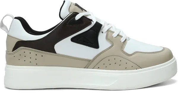 White_&_Beige_Pu_Leather_Soft_Cushion_Insole_Lining_Sneakers_For_Men