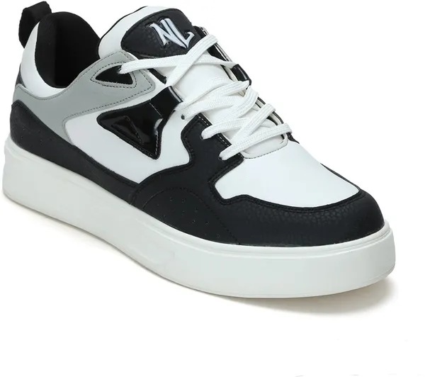 White_&_Black_Pu_Leather_Soft_Cushion_Insole_Lining_Sneakers_For_Men