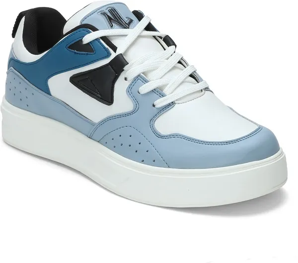 White_&_Blue_Pu_Leather_Soft_Cushion_Insole_Lining_Sneakers_For_Men