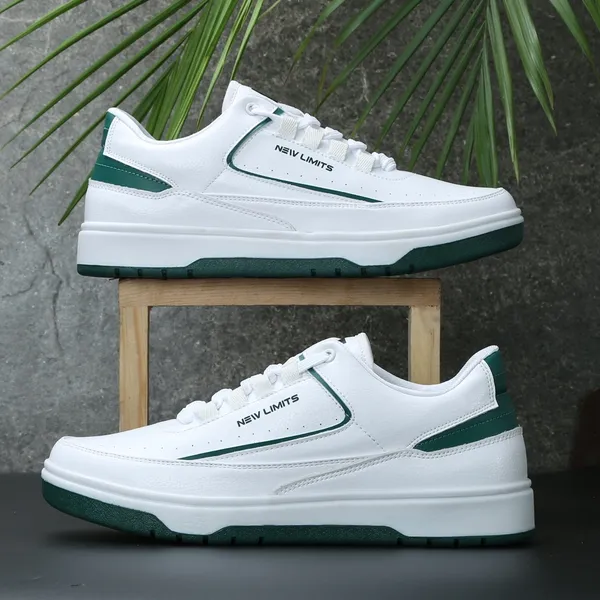 White_&_Green_Soft_Cushion_Insole_Lining_Walking_Shoes_For_Men