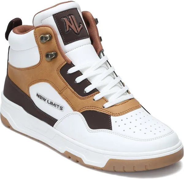 White_&_Beige_Pu_Leather_Soft_Cushion_Insole_Sneakers_For_Men
