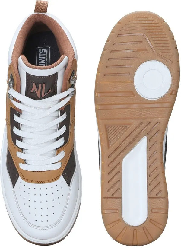 White_&_Beige_Pu_Leather_Soft_Cushion_Insole_Sneakers_For_Men