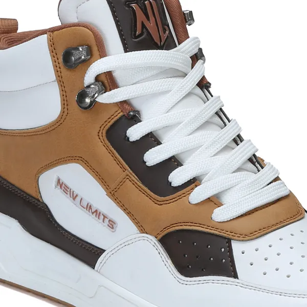 White_&_Beige_Pu_Leather_Soft_Cushion_Insole_Sneakers_For_Men
