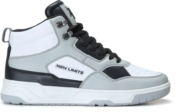 White_&_Grey_Pu_Leather_Soft_Cushion_Insole_Sneakers_For_Men