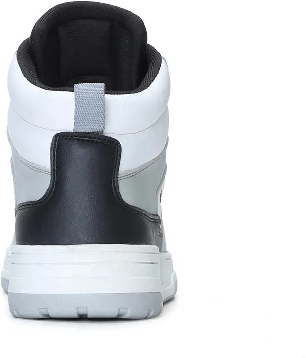 White_&_Grey_Pu_Leather_Soft_Cushion_Insole_Sneakers_For_Men