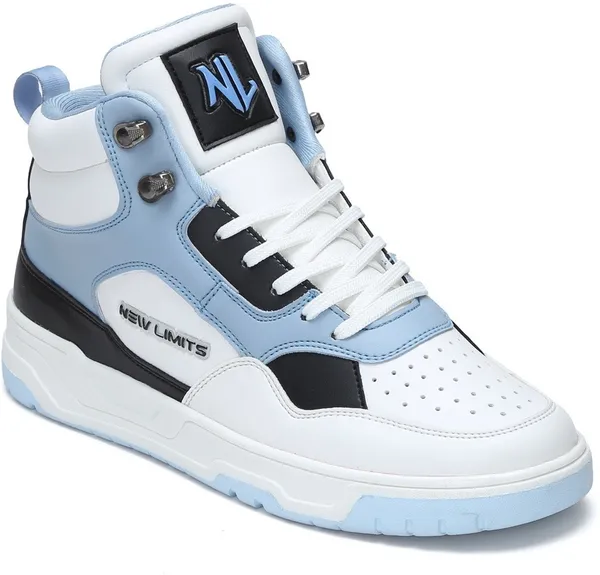 White_&_Blue_Pu_Leather_Soft_Cushion_Insole_Sneakers_For_Men