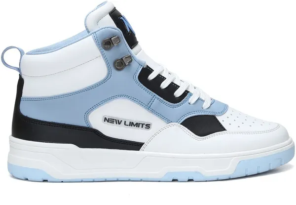 White_&_Blue_Pu_Leather_Soft_Cushion_Insole_Sneakers_For_Men