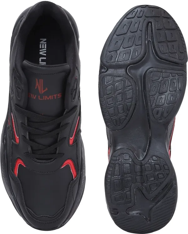 Black_&_Red_Pu_Leather_Soft_Cushion_Insole_Running_Shoes_For_Men